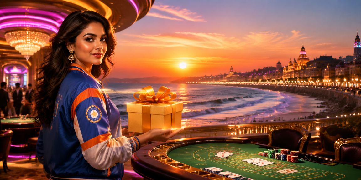 Evening cricket match with audience and city lights